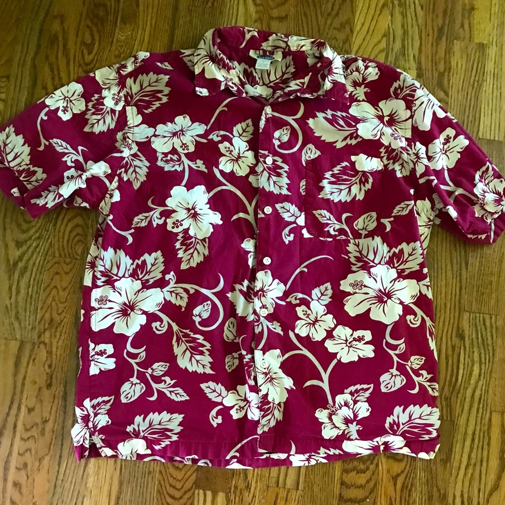 Old Navy Burgundy Hawaiian Print Shirt